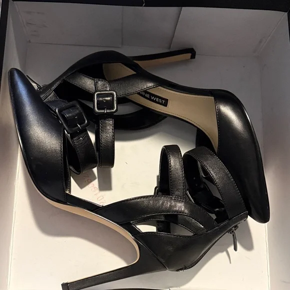Nine West Black Strappy Heels with Buckle - Picture 5 of 5